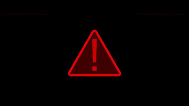 Warning triangle sign with program code. 4K
