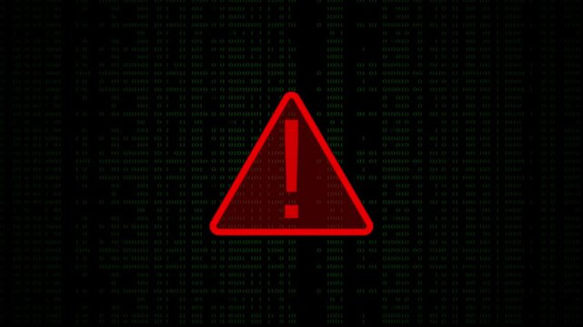 Warning triangle sign with program code. 4K