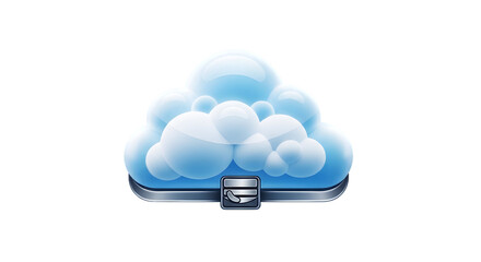 Abstract digital cloud symbol with stylized data storage elements creating a modern, clean, and minimalist representation of cloud computing, data storage, and connectivity