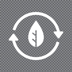 Eco-Friendly and Sustainability Vector Icon with Leaf and Cycle Symbol.