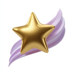 Golden star with purple swirl isolated on white background isolated on white background