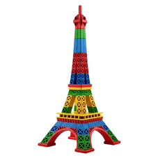 Colorful Eiffel Tower Replica Made of Plastic Blocks