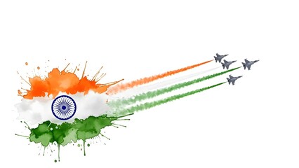 India republic day celebrations with indian air force jets and tricolor flag