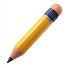 Yellow pencil with pink eraser isolated on white background isolated on white background