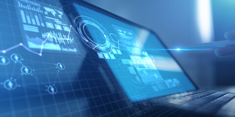 Advanced Data Analytics and Machine Learning Visualization on Digital Interface.