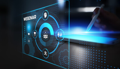 Webinar and Online Education Interface Displayed on a Digital Screen.