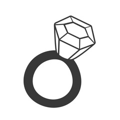 Diamond Ring Black Silhouette Icon, Engagement and Wedding Jewelry Minimal Vector Illustration