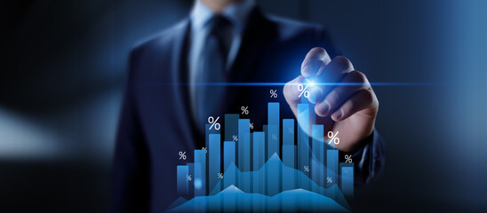 Financial Growth Strategy and Data Visualization with Interactive Graphs and Percentages in Business Analysis.