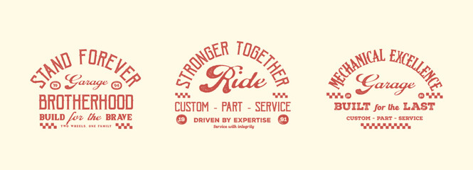 Vintage Motorcycle Club and Garage Emblems Set for Brotherhood a