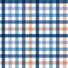 Seamless blue and beige plaid pattern. 