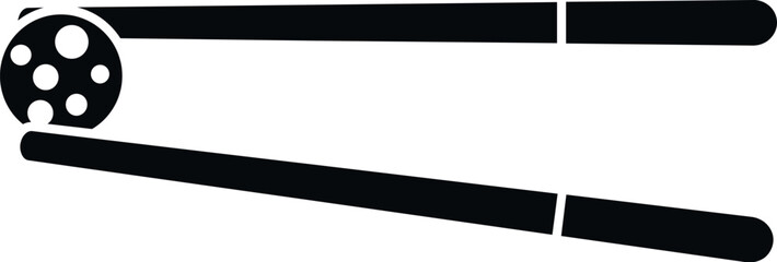 Chopsticks picking up a maki sushi roll, symbolizing japanese cuisine and dining © anatolir