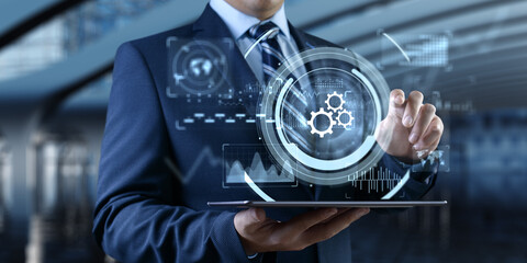 Business Process Automation and Workflow Optimization Concept with Digital Interface.