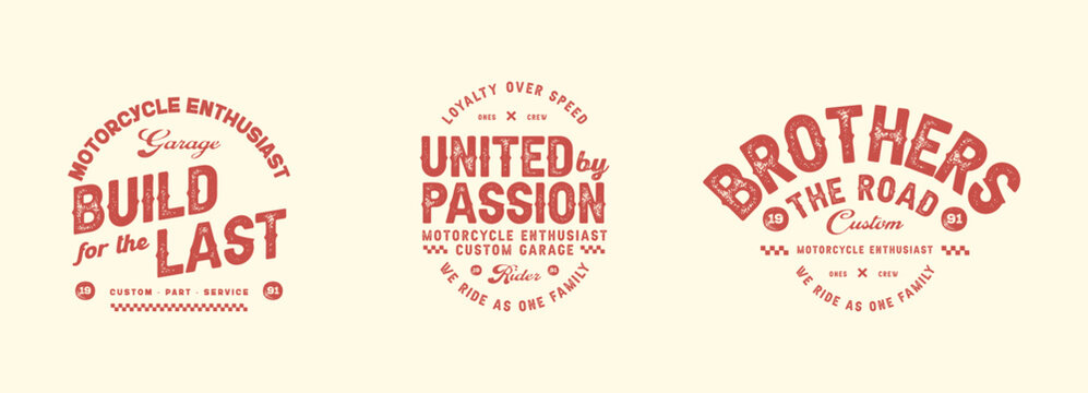Vintage Motorcycle Club Emblems and Badges Collection.