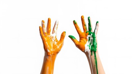 India republic day celebrations with tricolor hand art symbolizing unity and freedom