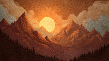 Sunrise over mountain range