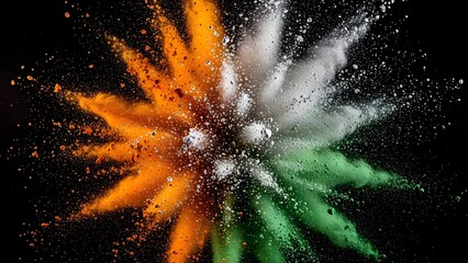India republic day celebrations with tricolor colors explosion