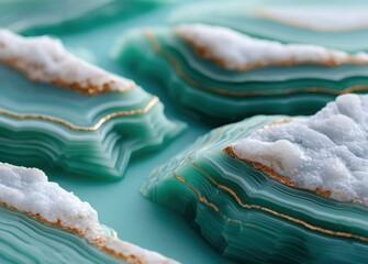 a close-up of the surface texture of an emerald green agate, with visible veins and waves that give it depth and dimension