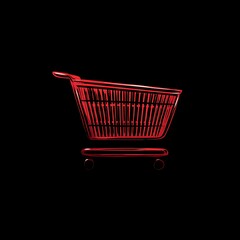 Red Shopping Cart Silhouette on Photo Black Background trolley supermarket