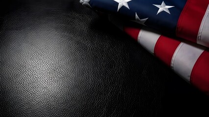 American flag on dark background with patriotic theme and symbolic lighting