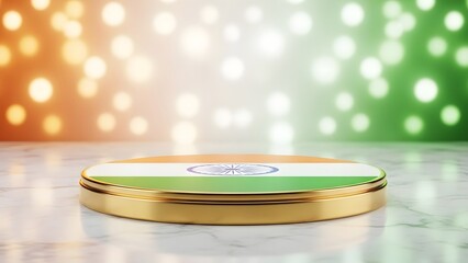 India republic day celebrations with tricolor flag design on golden tin container