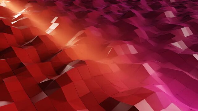 Abstract geometric forms shifting with red and pink hues