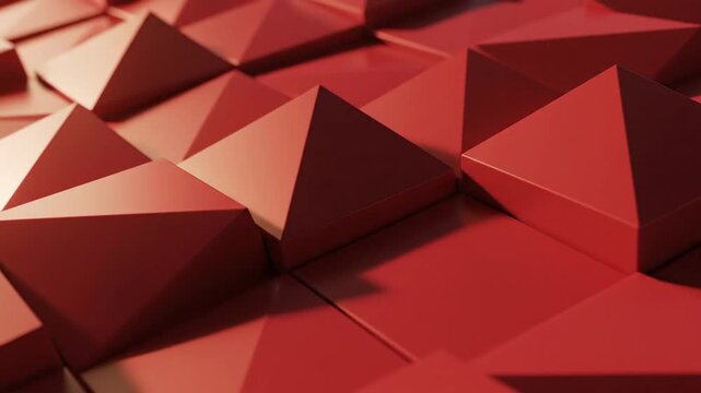 Abstract geometric polygonal surface with red color and texture