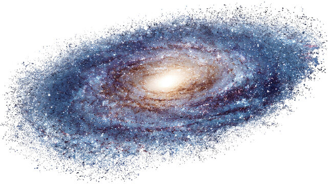 Galaxy with stars isolated on transparent background