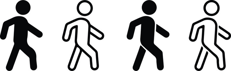walking man four man black black line icons set vector illustration style art 