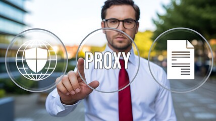 Proxy server and secure internet connection technology concept
