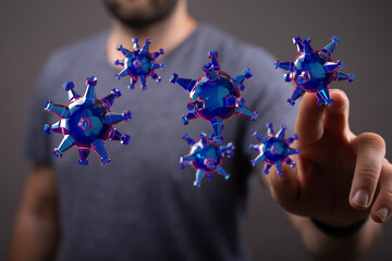 Abstract image visualizing scientific innovation and pandemic awareness, ideal for medical research concepts.