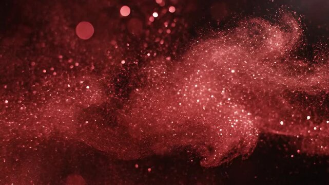 Abstract red dust cloud formation with floating particles