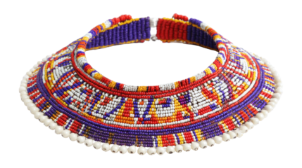 Maasai beaded collar necklace with shells