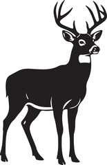 Obraz premium Black Deer Buck Stag Silhouette Vector Illustration on White Background