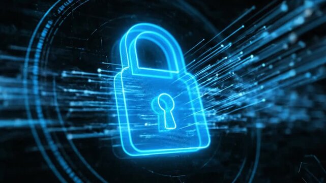 Digital Lock Security Protection Concept Animation.
