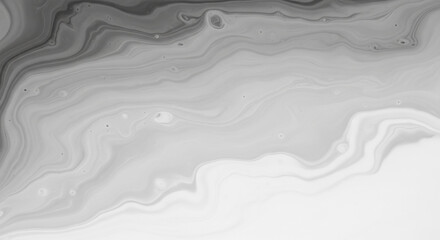 Abstract grayscale fluid art texture with flowing waves and subtle bubbles, suggesting movement, serenity, and elegance, ideal for design backgrounds