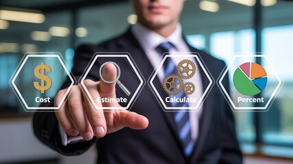 Business executive using cost control and financial management system
