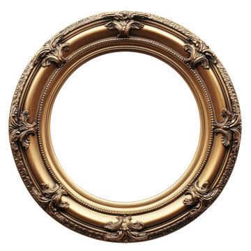 Ornate antique oval gold picture frame with intricate detailing and a black background