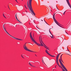 Stylized Hearts in Pink and Red with Outlines valentine valentines day Photo