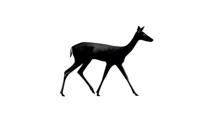Stylized Photo black silhouette of a deer walking on a white background animal wildlife