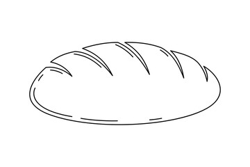 Baguette Icon Isolated on White Background, Black and White Line Art Vector Illustration of Fresh Long Bread Loaf for Bakery Design