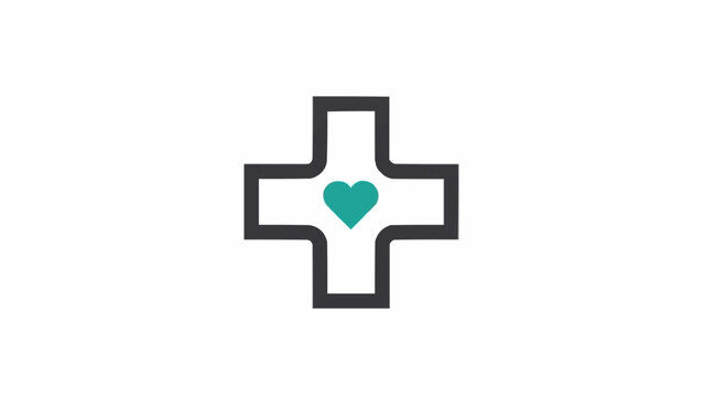 Medical Cross with Heart Symbol.