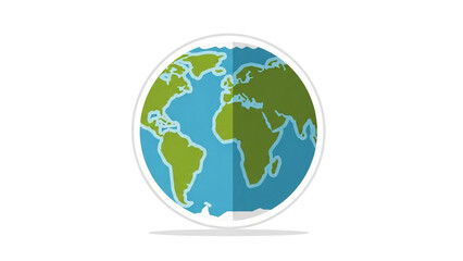 Globe Icon in Flat Design with Green and Blue Colors on White Background for Web Graphics