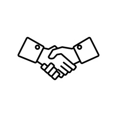 Handshake icon, vector line isolated on white background. Trendy and modern design.
