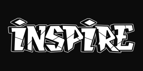 Inspire word in broken graffiti typography style