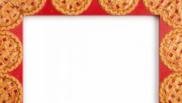 National pie day festive painted wooden frame with colorful pie slices border and bright whimsical design