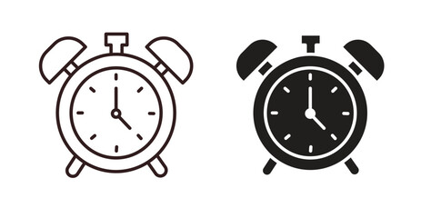 Fototapeta premium Alarm clock icons Vector Symbol Design Illustration - for app or web. color editable