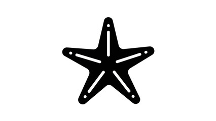 Black starfish silhouette in minimalist style with simple lighting on white background for marine icon
