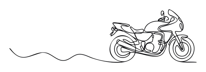 Continuous single line drawing of a motorcycle perfect for modern minimalist branding graphics motorcycle club logos event posters or innovative vehicle marketing campaigns