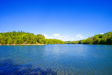 View from the Neye Dam of the surrounding landscape near Wipperf&uuml;rth. Nature at the reservoir.
