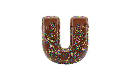 Chocolate Letter U with Sprinkles